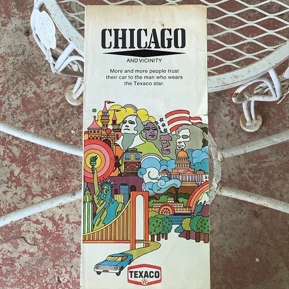 Vintage Texaco Chicago Illinois Road Street Map